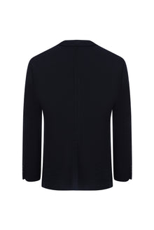 Orta Lacivert 7 Drop Slim Fit Dar Kesim Yünlü Örme Ceket-Abdullah Ki??l?