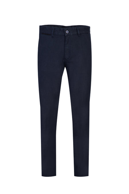 Koyu Lacivert Regular Fit Likralı Kanvas / Chino Pantolon
