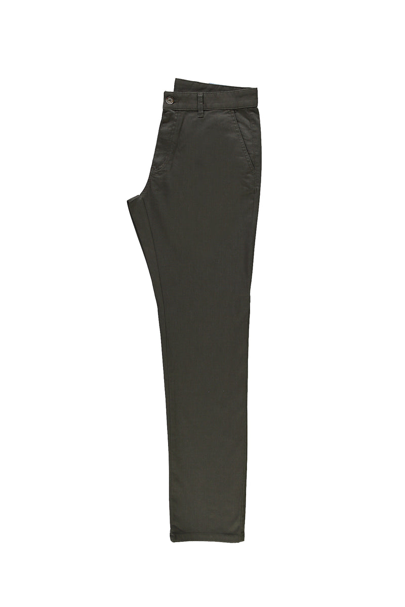 Orta Haki Regular Fit Likralı Kanvas / Chino Pantolon