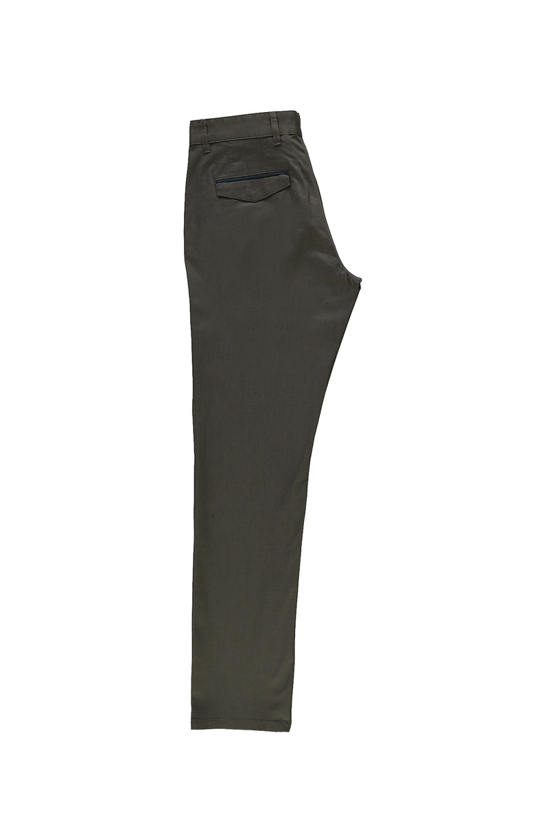 Orta Haki Regular Fit Likralı Kanvas / Chino Pantolon