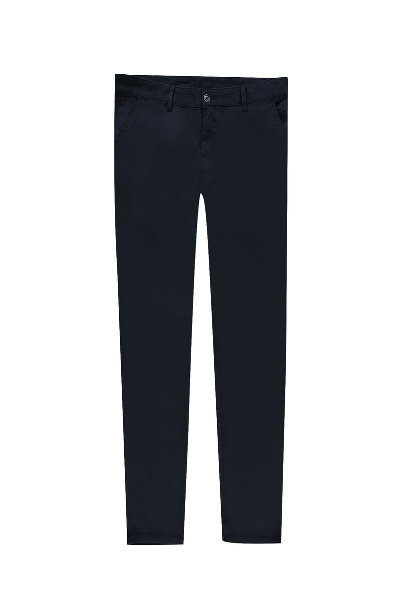 Koyu Lacivert Relaxed Fit Rahat Kesim Likralı Kanvas / Chino Pantolon