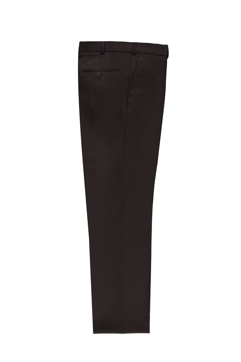 Koyu Kahve Relaxed Fit Rahat Kesim Yünlü Klasik Kumaş Pantolon