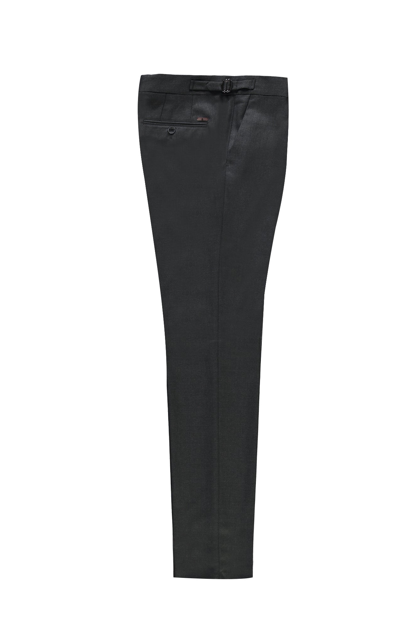 Koyu Antrasit 7 Drop Slim Fit Dar Kesim Yünlü Tokal? Pileli Klasik Kuma? Pantolon-Abdullah Ki??l?