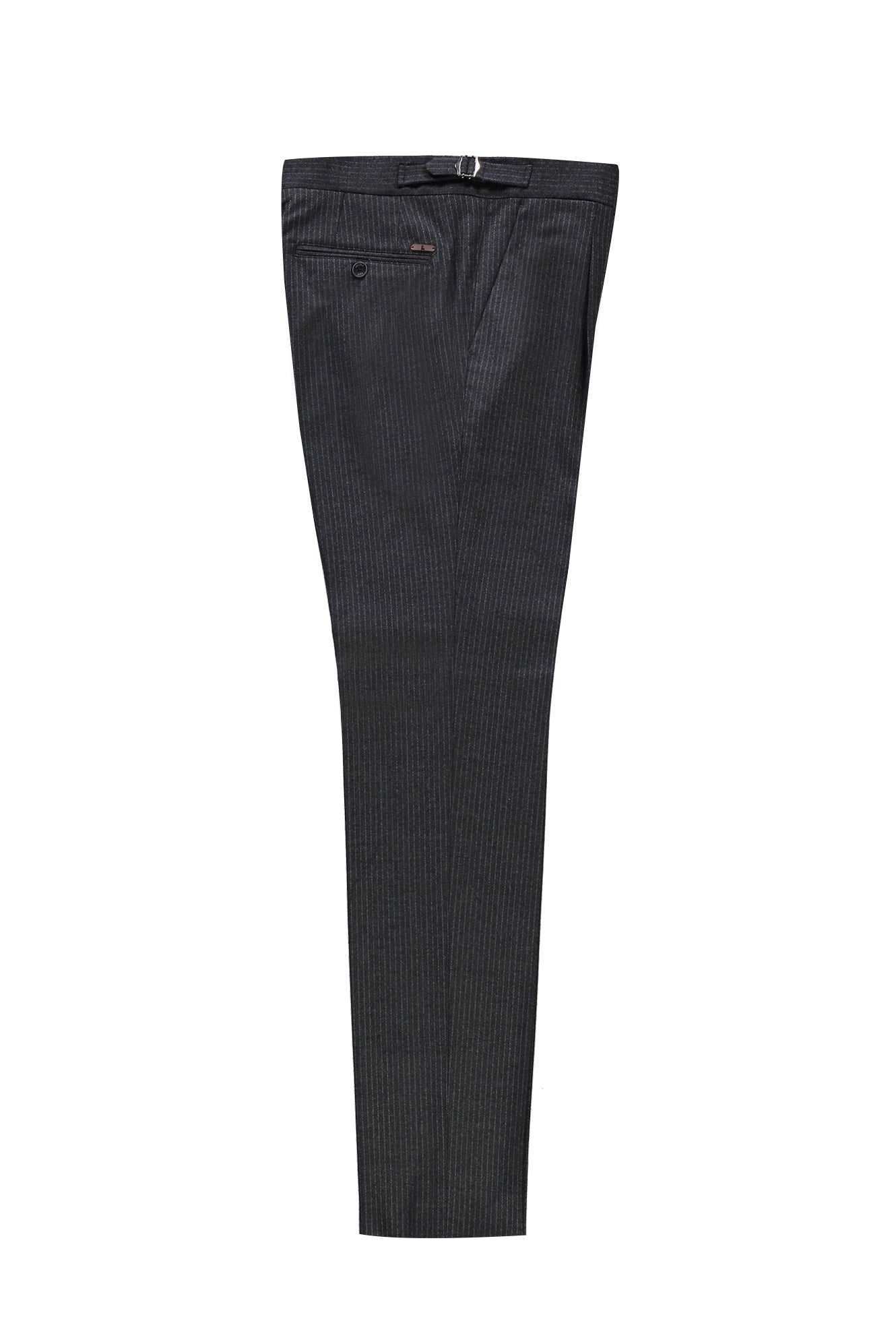 Orta Gri 7 Drop Slim Fit Dar Kesim Yünlü Klasik Tokal? Pileli Kuma? Pantolon-Abdullah Ki??l?