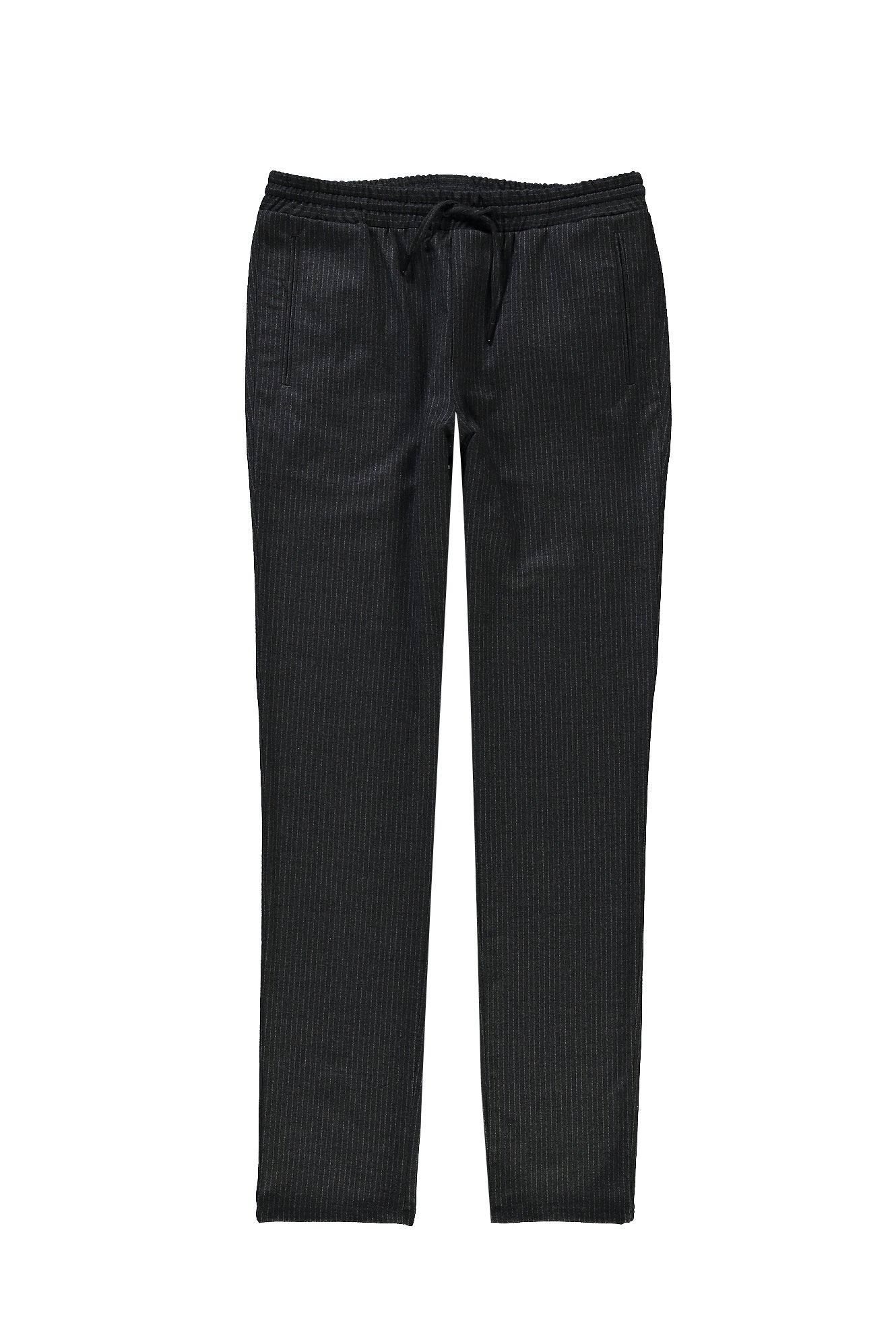 Orta Gri Slim Fit Dar Kesim Yünlü Beli Lastikli ?pli Pantolon-Abdullah Ki??l?