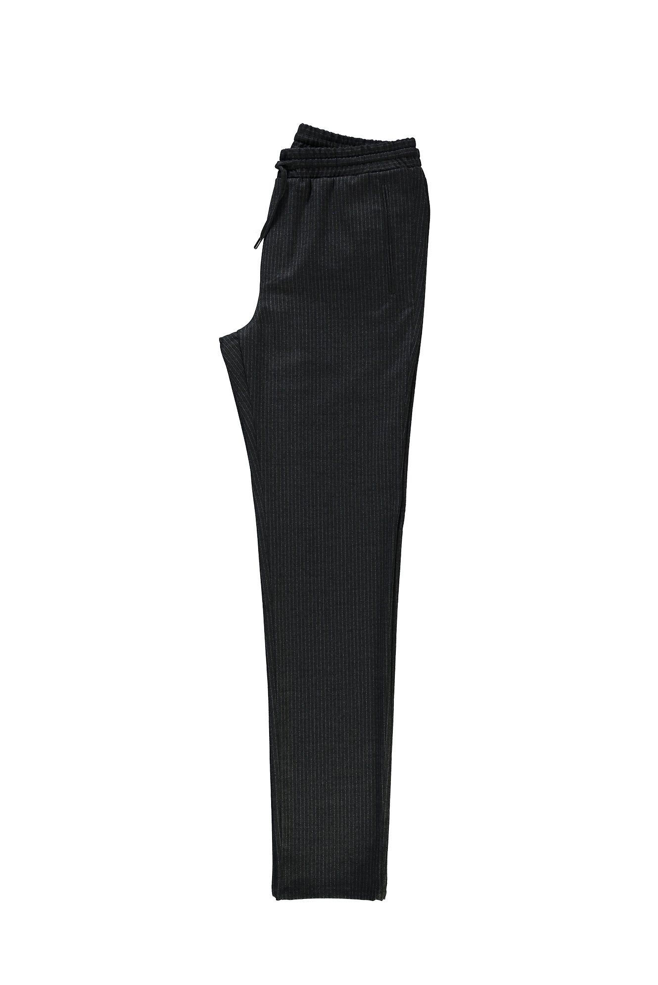 Orta Gri Slim Fit Dar Kesim Yünlü Beli Lastikli ?pli Pantolon-Abdullah Ki??l?