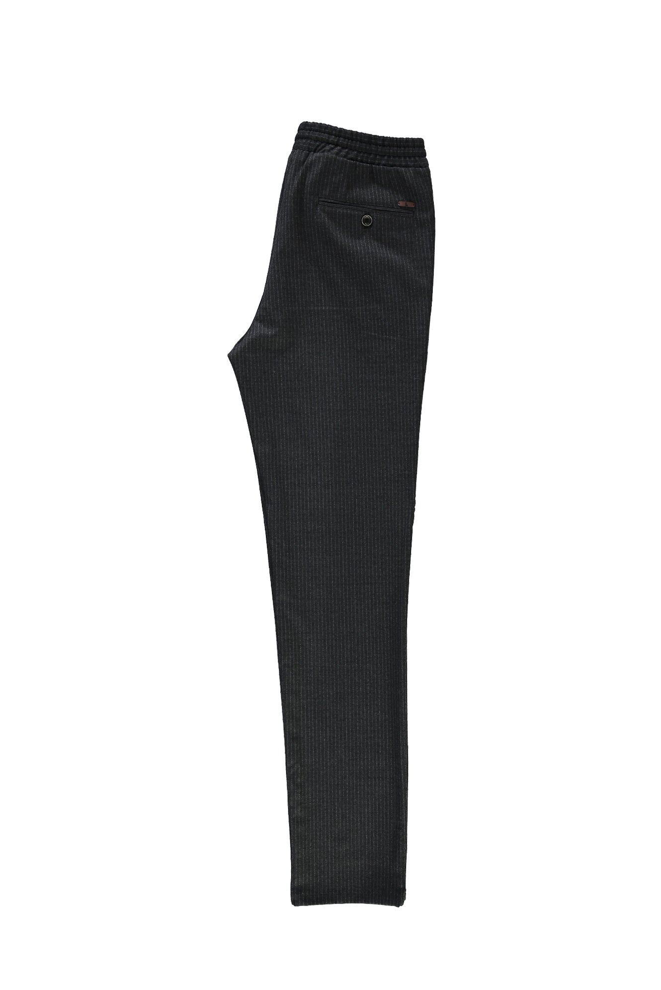 Orta Gri Slim Fit Dar Kesim Yünlü Beli Lastikli ?pli Pantolon-Abdullah Ki??l?
