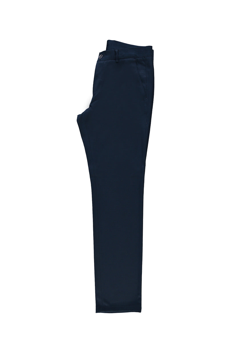 Koyu Lacivert Relax Fit Rahat Kesim Likralı Kanvas / Chino Pantolon