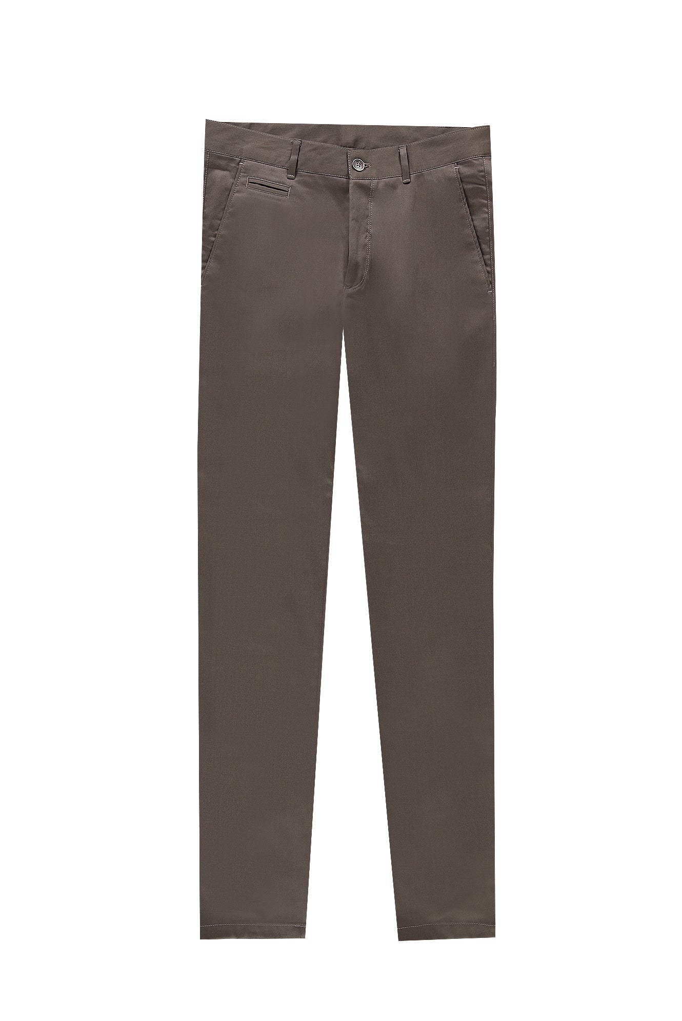 Orta Kahve Slim Fit Dar Kesim Likral? Kanvas / Chino Pantolon-Abdullah Ki??l?