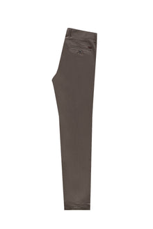 Orta Kahve Slim Fit Dar Kesim Likral? Kanvas / Chino Pantolon-Abdullah Ki??l?