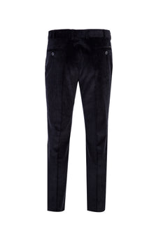Koyu Lacivert Regular Fit Likralı Kadife Pantolon