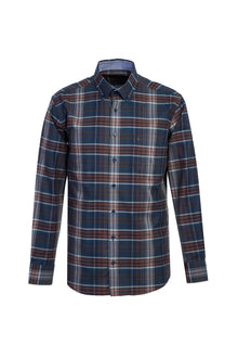 Koyu Mavi  Uzun Kol Regular Fit Ekose Pamuk Gömlek