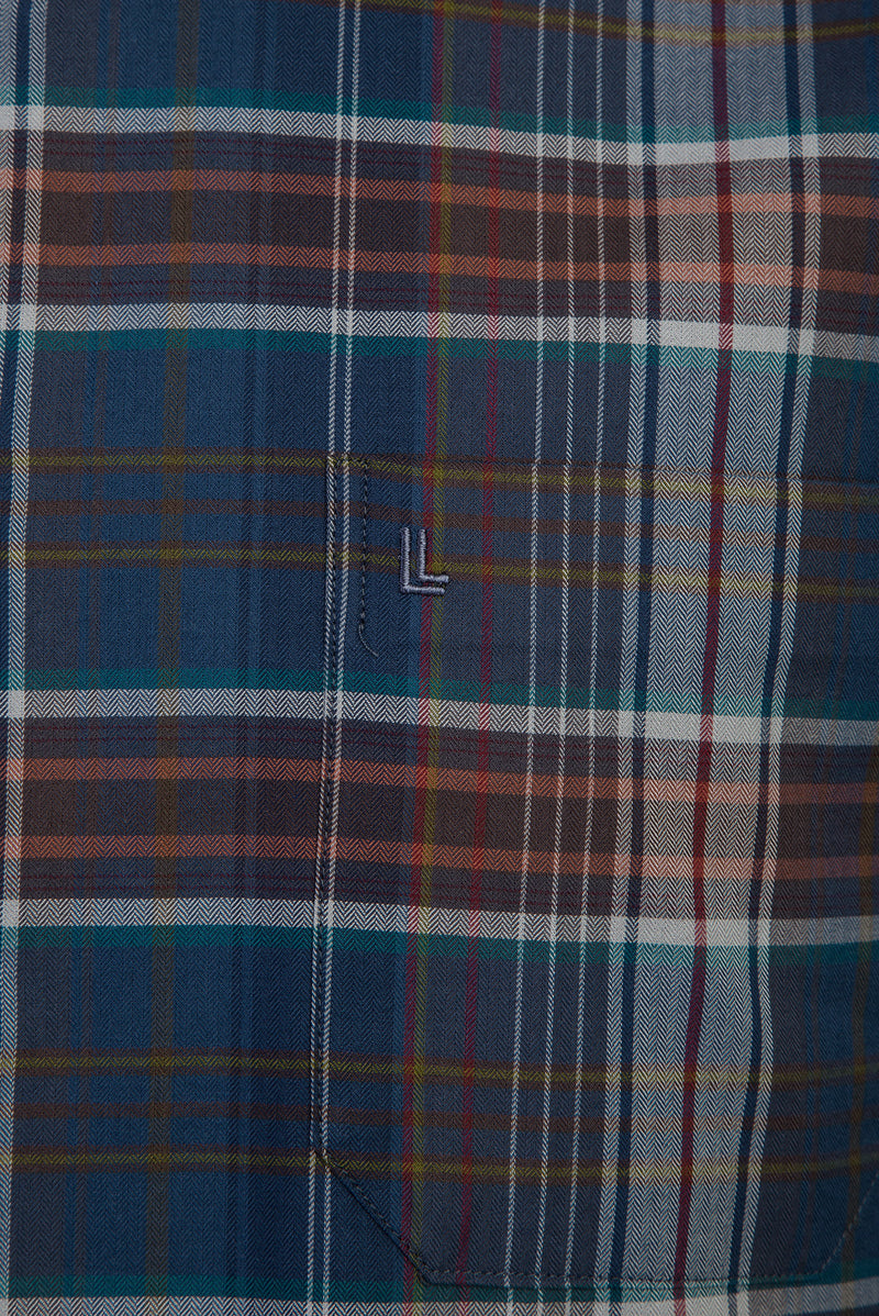 Koyu Mavi  Uzun Kol Regular Fit Ekose Pamuk Gömlek