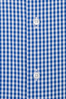 Koyu Mavi  Uzun Kol Regular Fit Kareli Pamuk Gömlek