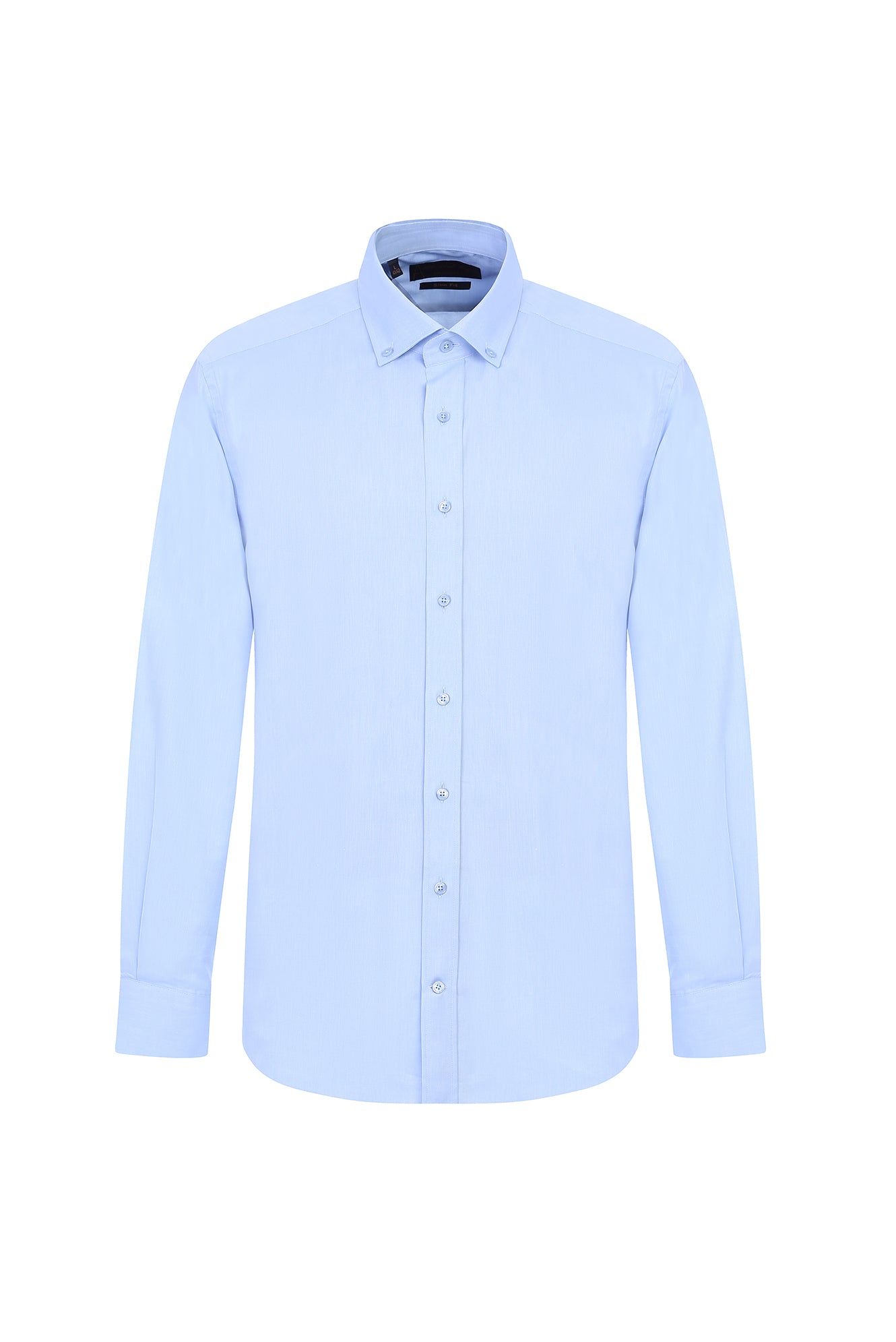 Açık Mavi Uzun Kol Slim Fit Dar Kesim Pamuk Gömlek