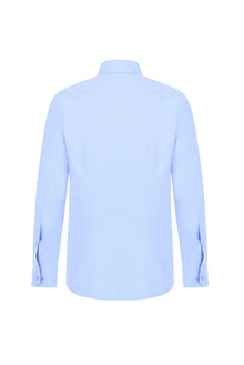 Açık Mavi Uzun Kol Slim Fit Dar Kesim Pamuk Gömlek