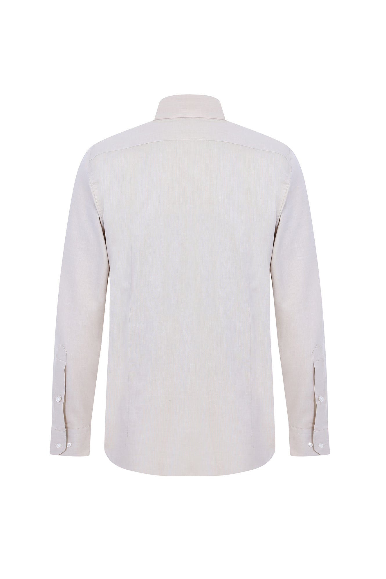 Açık Bej Uzun Kol Slim Fit Dar Kesim Pamuk Gömlek