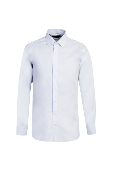 Beyaz Uzun Kol Slim Fit Dar Kesim Desenli Pamuk Gömlek