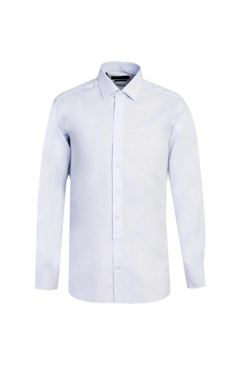 Beyaz Uzun Kol Slim Fit Dar Kesim Desenli Pamuk Gömlek