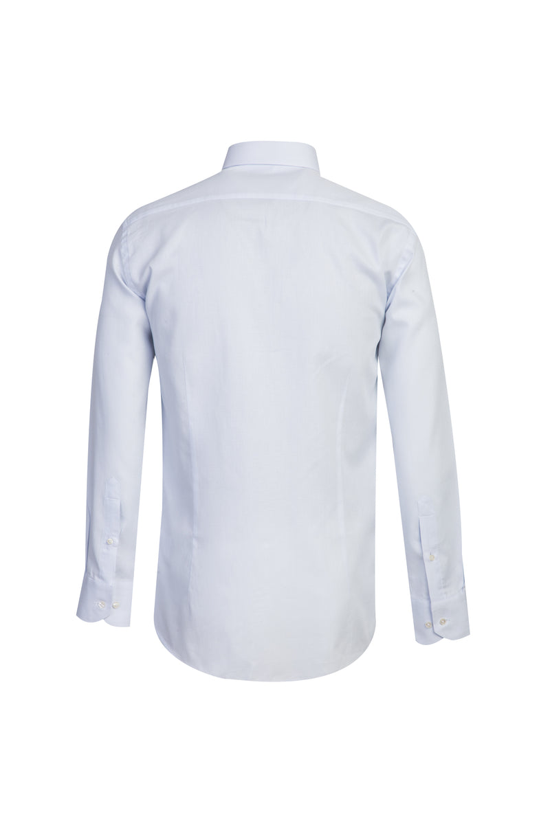 Beyaz Uzun Kol Slim Fit Dar Kesim Desenli Pamuk Gömlek