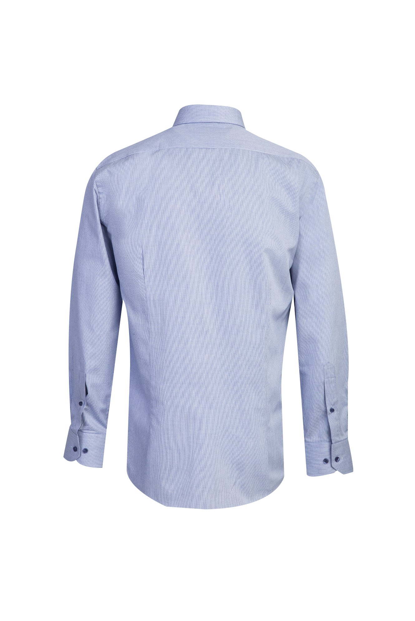 Orta Lacivert Uzun Kol Slim Fit Dar Kesim Desenli Spor Pamuk Gömlek-Abdullah Ki??l?