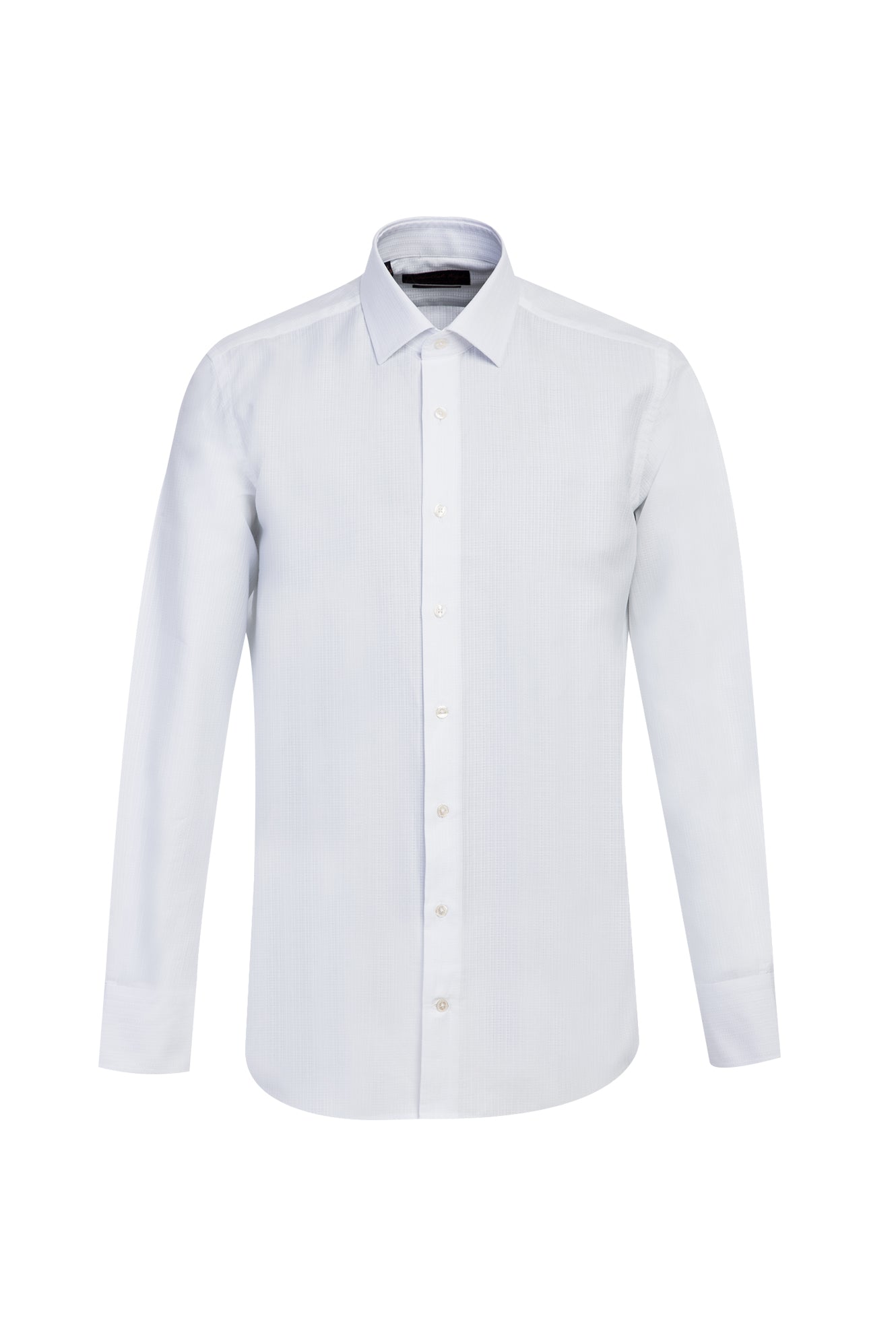 Beyaz Uzun Kol Slim Fit Dar Kesim Klasik Desenli Pamuk Gömlek