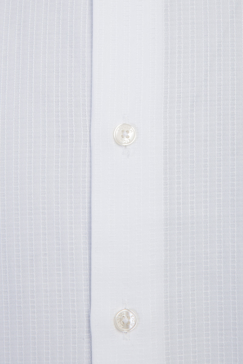 Beyaz Uzun Kol Slim Fit Dar Kesim Klasik Desenli Pamuk Gömlek