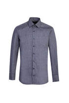 Orta Gri Uzun Kol Desenli Slim Fit Dar Kesim Pamuk Gömlek-Abdullah Ki??l?