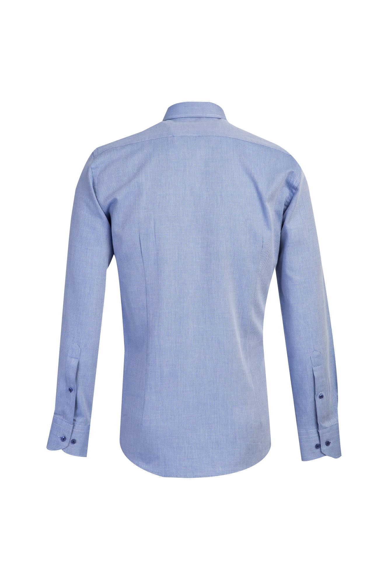 Koyu Mavi  Uzun Kol Slim Fit Dar Kesim Desenli Spor Pamuk Gömlek