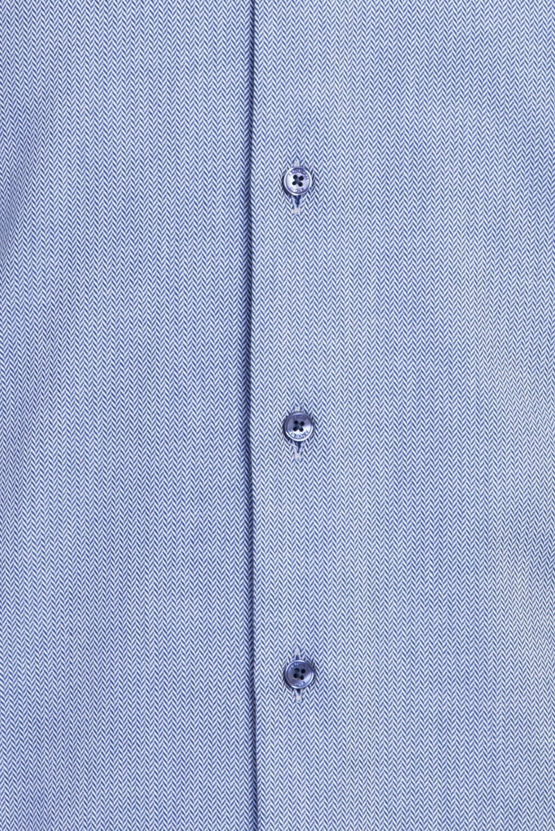 Koyu Mavi  Uzun Kol Slim Fit Dar Kesim Desenli Spor Pamuk Gömlek