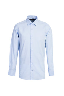 Açık Mavi Uzun Kol Slim Fit Dar Kesim Klasik Desenli Pamuk Gömlek