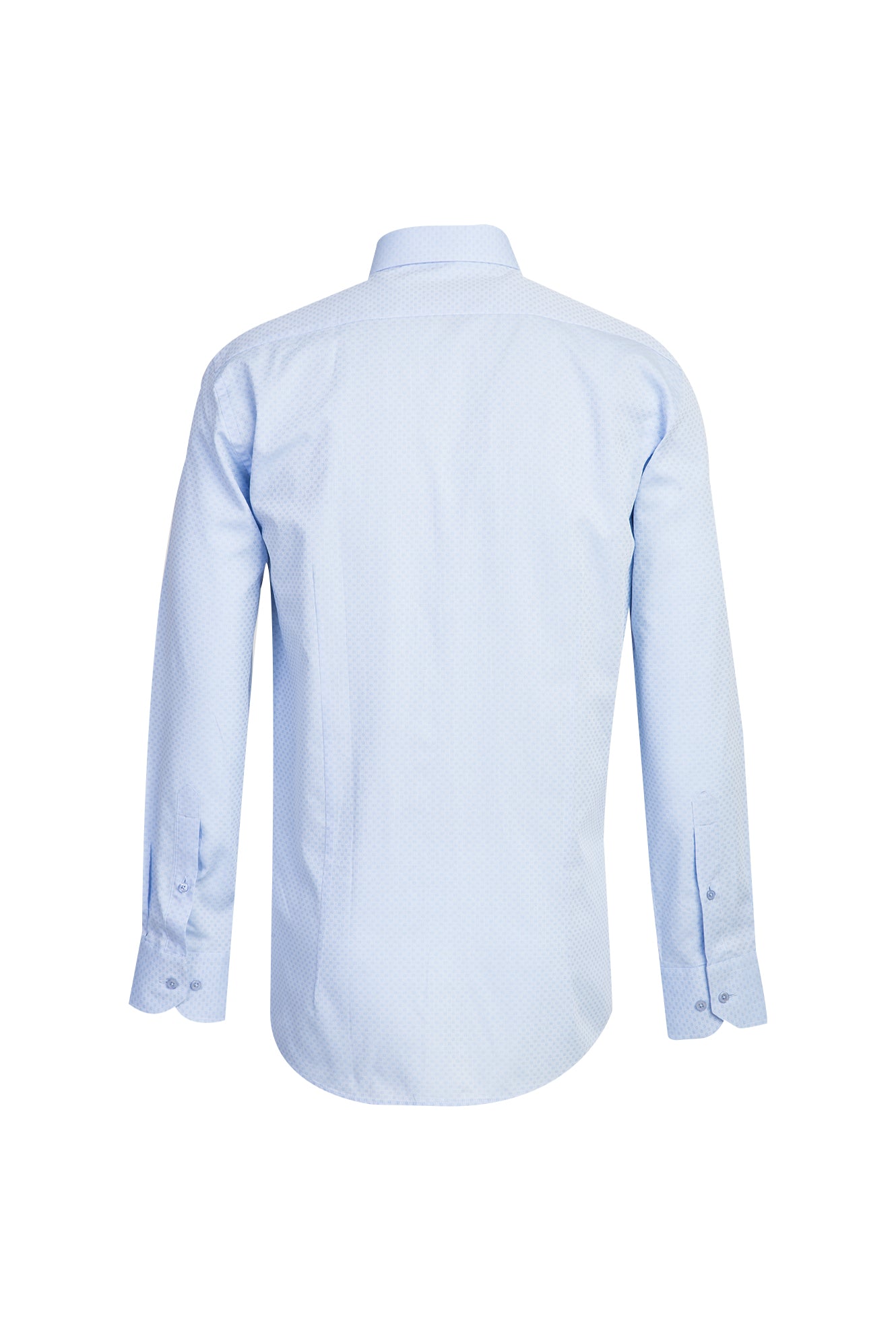 Açık Mavi Uzun Kol Slim Fit Dar Kesim Klasik Desenli Pamuk Gömlek