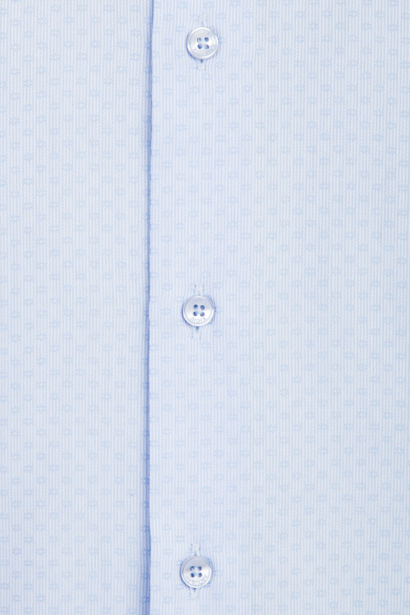 Açık Mavi Uzun Kol Slim Fit Dar Kesim Klasik Desenli Pamuk Gömlek