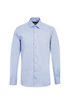 Açık Mavi Uzun Kol Slim Fit Dar Kesim Klasik Desenli Pamuk Gömlek