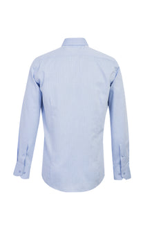 Açık Mavi Uzun Kol Slim Fit Dar Kesim Klasik Desenli Pamuk Gömlek