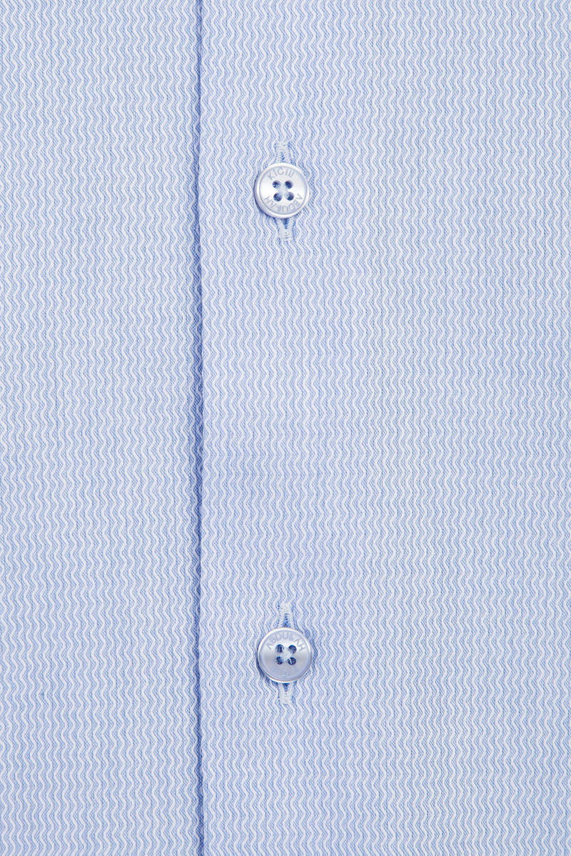 Açık Mavi Uzun Kol Slim Fit Dar Kesim Klasik Desenli Pamuk Gömlek