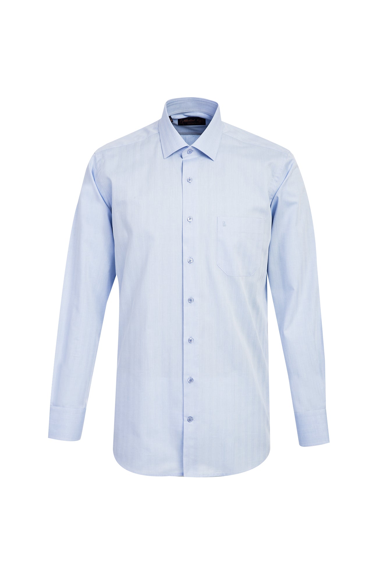 Açık Mavi Uzun Kol Klasik Desenli Pamuk Gömlek