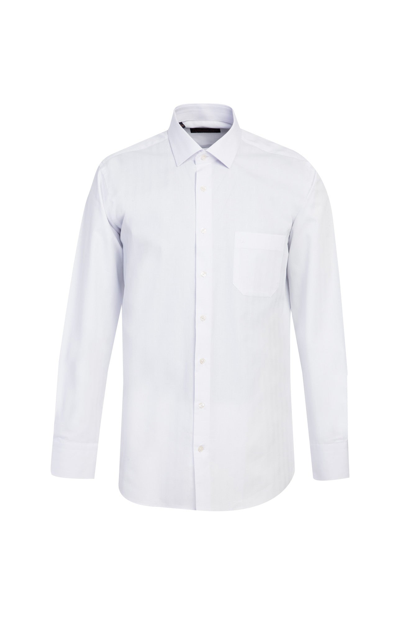 Beyaz Uzun Kol Klasik Desenli Pamuk Gömlek