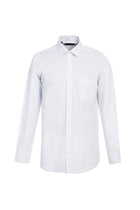 Beyaz Uzun Kol Klasik Desenli Pamuk Gömlek