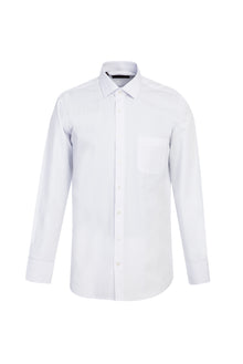 Beyaz Uzun Kol Klasik Desenli Pamuk Gömlek