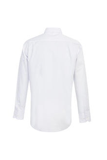 Beyaz Uzun Kol Klasik Desenli Pamuk Gömlek