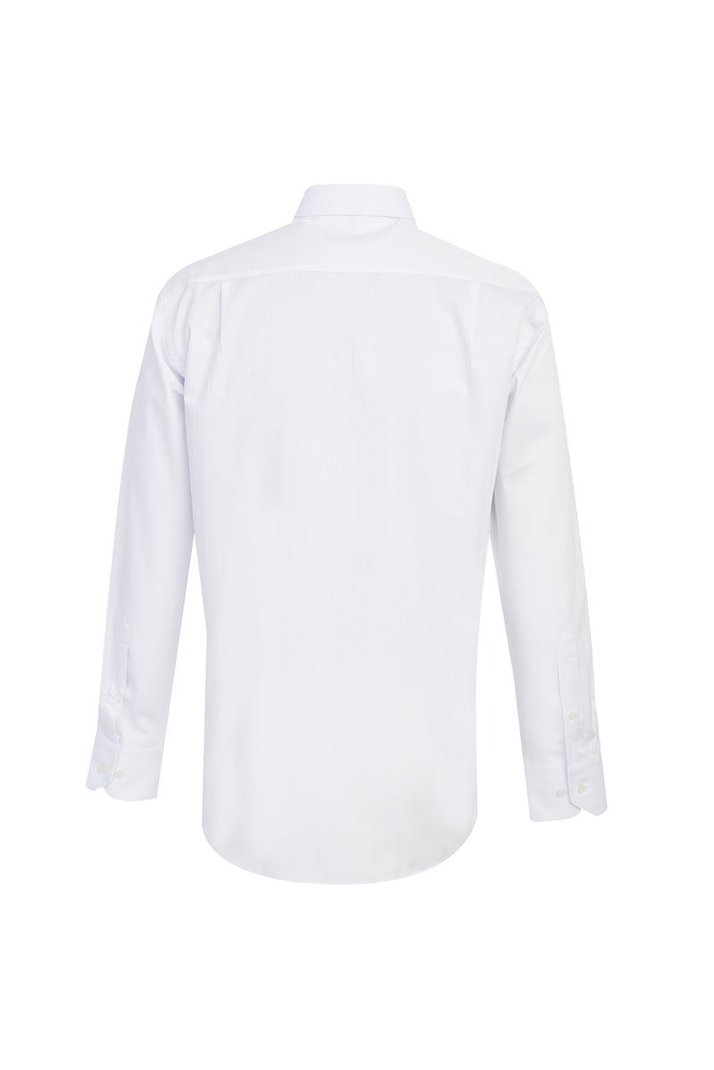 Beyaz Uzun Kol Klasik Desenli Pamuk Gömlek