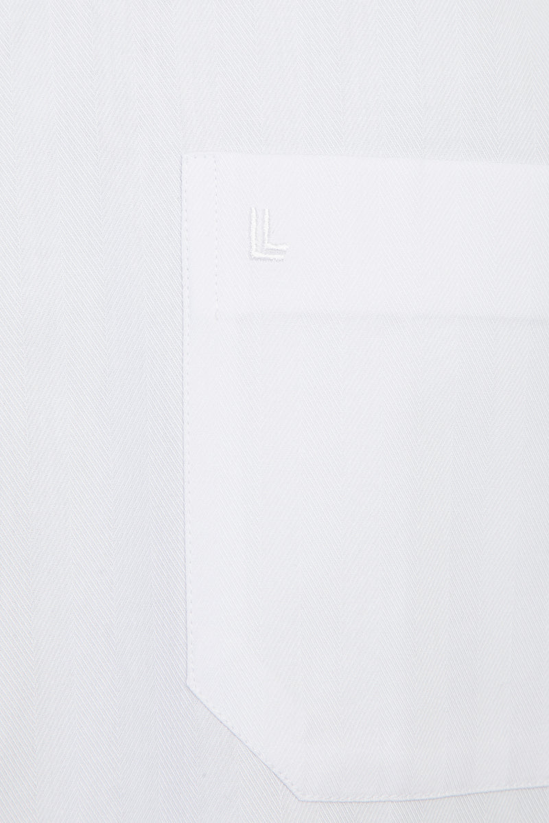 Beyaz Uzun Kol Klasik Desenli Pamuk Gömlek