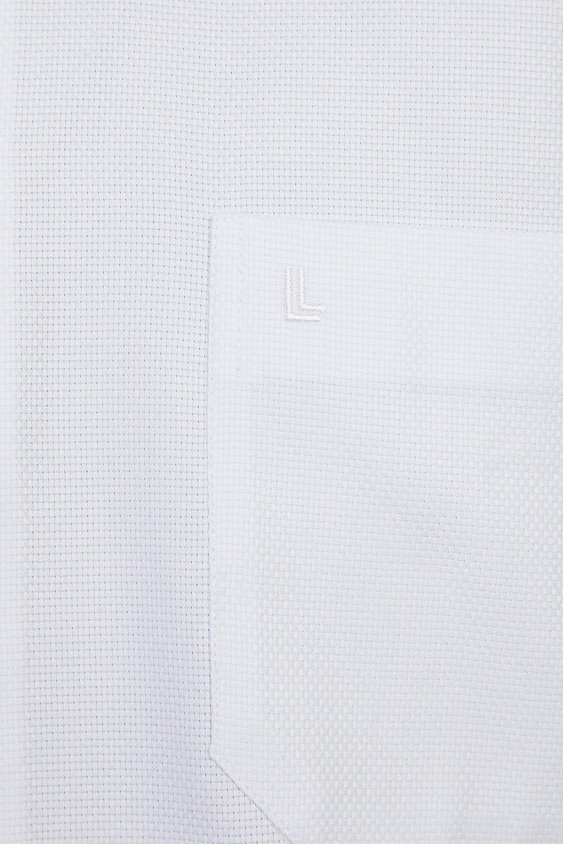 Beyaz Uzun Kol Desenli Klasik Pamuk Gömlek