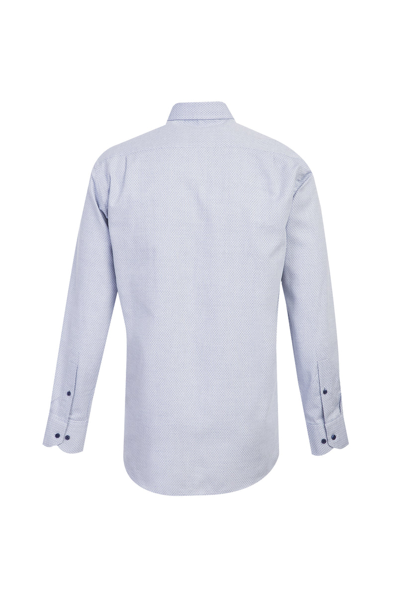 Koyu Mavi  Uzun Kol Klasik Desenli Pamuk Gömlek