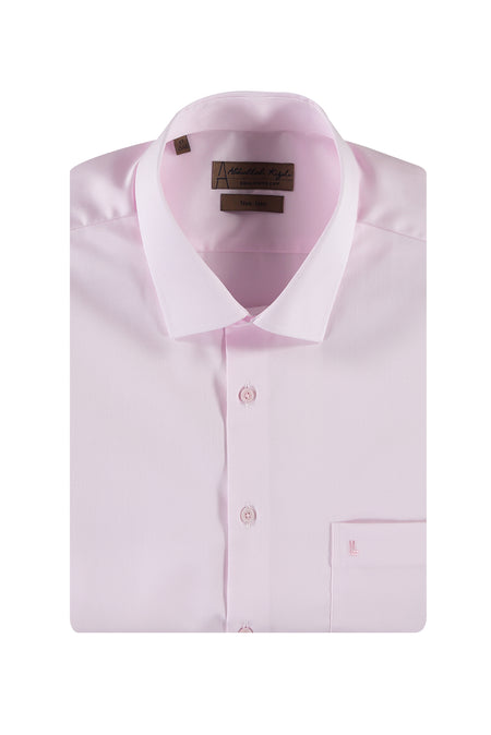 Toz Pembe Uzun Kol Non Iron Saten Klasik Pamuk Gömlek-Abdullah Ki??l?