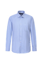 Koyu Mavi  Uzun Kol Regular Fit Çizgili Pamuk Gömlek