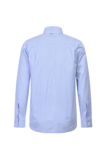 Koyu Mavi  Uzun Kol Regular Fit Çizgili Pamuk Gömlek