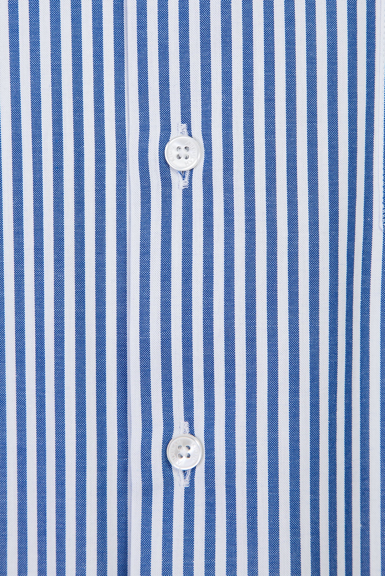 Koyu Mavi  Uzun Kol Regular Fit Çizgili Pamuk Gömlek