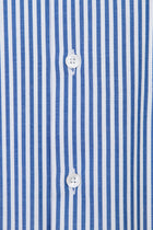 Koyu Mavi  Uzun Kol Regular Fit Çizgili Pamuk Gömlek